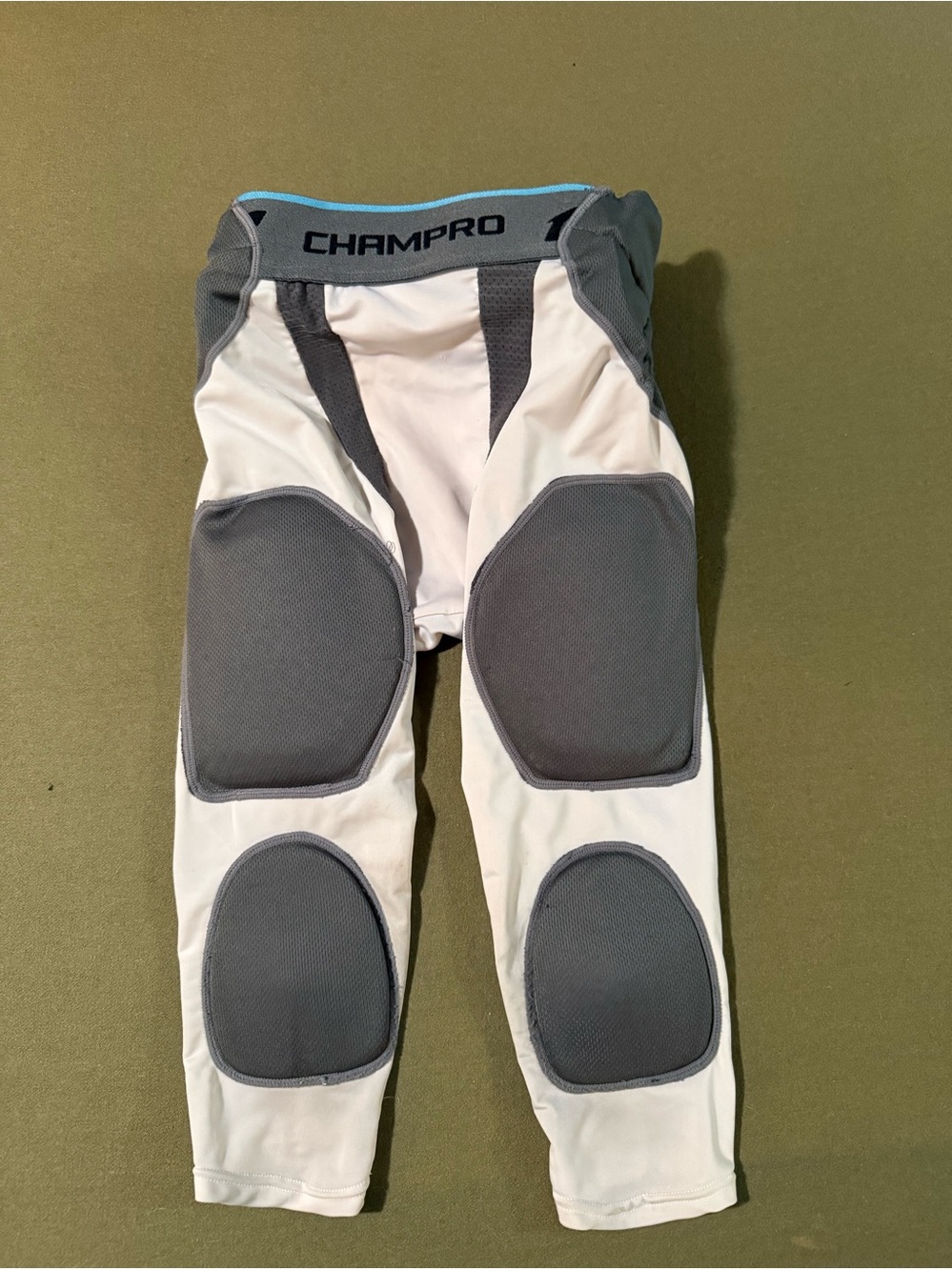Champro 7 pad youth football girdle. Youth Medium. White/ gray.